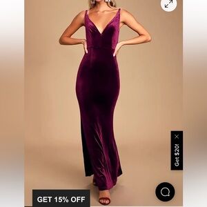 Elegant Velvet Evening Gown - Purple